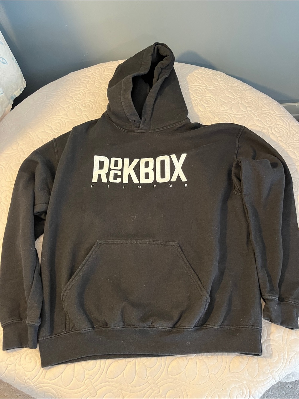 Gildan Black Crewneck Hoodie with White RockBox Logo